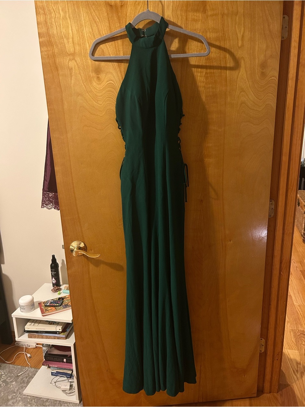 Halter Maxi Prom Dress in Deep Green